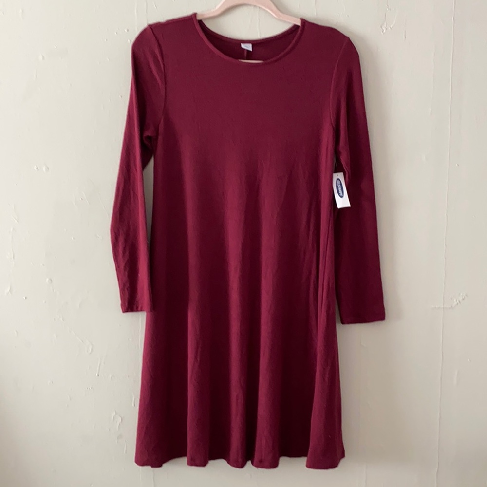 NWT Old Navy XS long-Sleeve Sweater Dress, Fit ‘n Flare, Burgundy SUPER SOFT!!